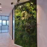 Zeleni zid od raznog bilja u prostoru